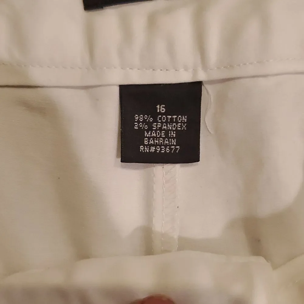 A.N.A. LADIES WHITE CROPPED PANTS-16-COTTON/SPANDEX-WORN ONCE‎